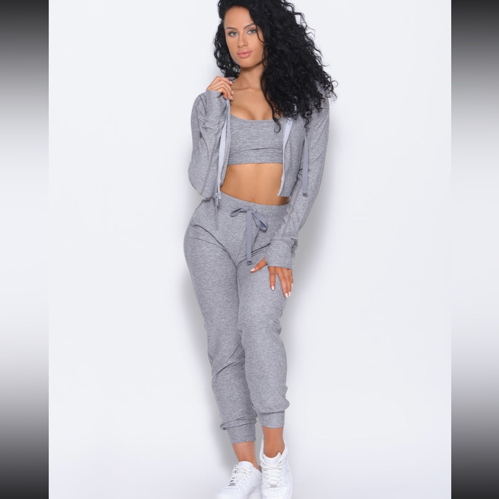 Bombshell Sportswear Cozy joggers and matching Cozy zip hoodie- Medium gray
